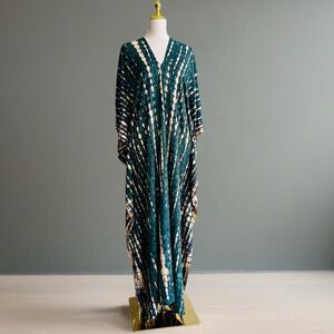 0019 / Dark Greenish  Tie dye Long Kaftan